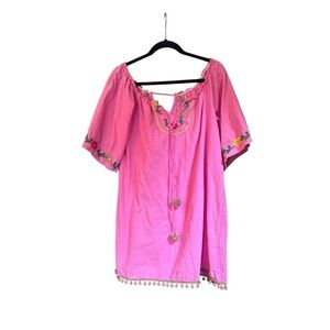 Easel Vibrant Pink Embroidered Dress Size Medium (M)
